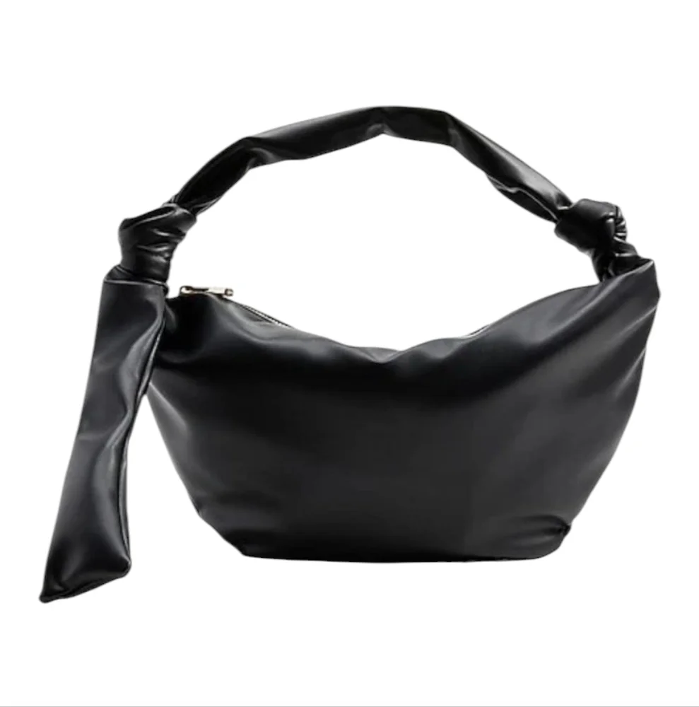 Express Black Faux Leather Crescent Hobo Bag